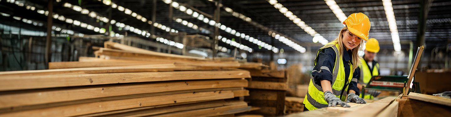 Warehouse workers checking stock together